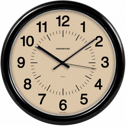 Часы настенные круглые "21200281", пластик, черный