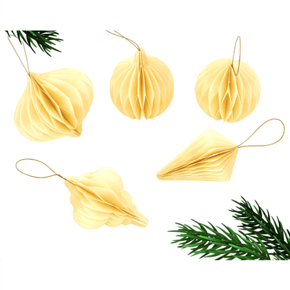 Игрушка бумажная елочная "10888062", 5 шт, бежевый