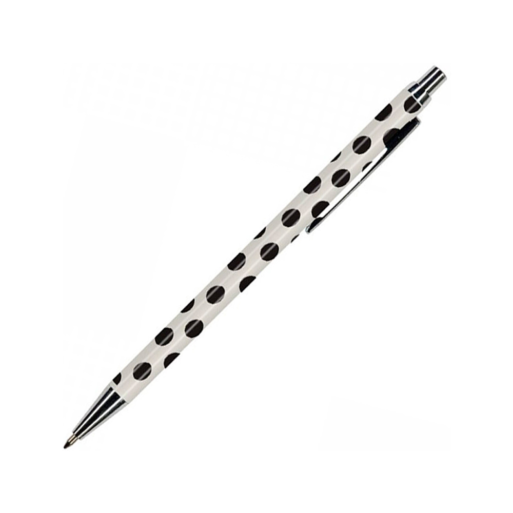 Ручка шариковая автоматическая "Felicita Black&White. Горошек", 0.7 мм, белый, черный, стерж. синий