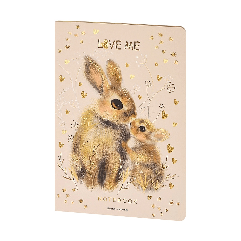 Тетрадь "Love me. Зайки", A5, 40 листов, клетка, бежевый