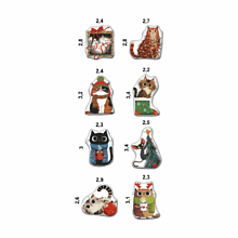 Набор наклеек объемных "Новогодние коты", А6, 1 лист, 8 шт.