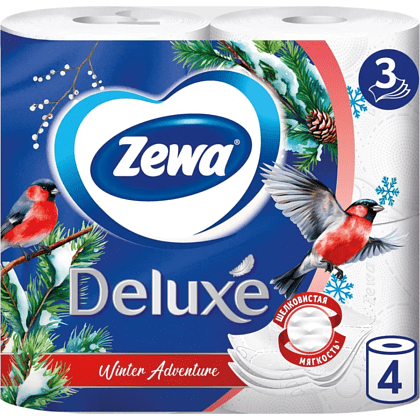 Бумага туалетная "Zewa Deluxe", 3 слоя, 4 рулона - 2