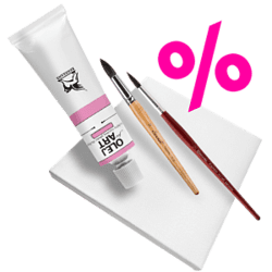 Скидки 20% на масло, кисти, холсты