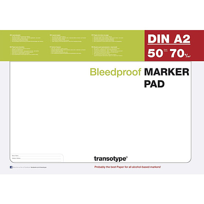 Блок-склейка бумаги для маркеров "Marker Pad", A2, 70 г/м2, 50 листов