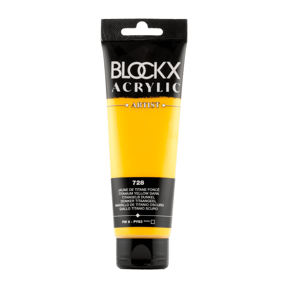 Краски акриловые "Blockx", 728 титановый желтый темный, 120 мл