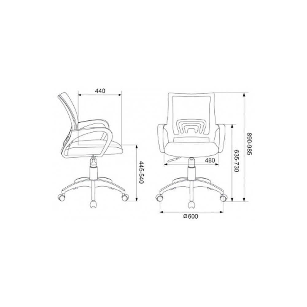 Кресло для персонала Бюрократ "CH-695NLT", ткань, пластик, темно-серый, черный - 5