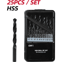 Набор сверел по металлу Deli RS EDH-MHZ025-ED1, 1-13 мм, DIN 338, 25 шт.