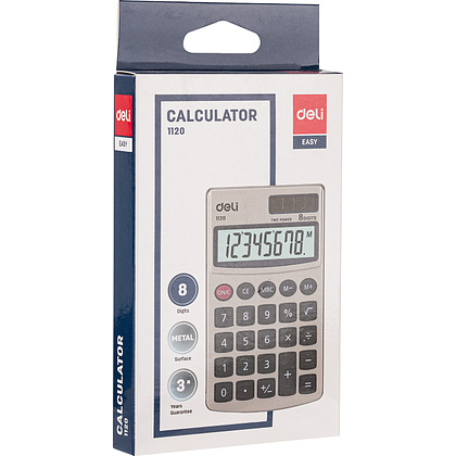 Калькулятор карманный Deli "Easy 1120", 8-ми разрядный, металл, золотой, черный - 4