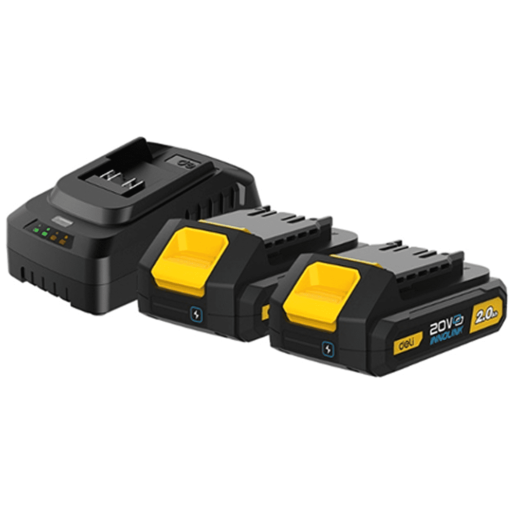 Аккумуляторная батарея "Deli", 20В, 2 Ач, 2 шт, + З/У 45 Вт, -10%