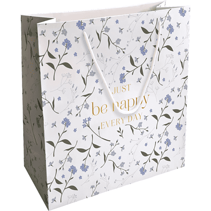 Пакет бумажный подарочный "Fleurs. Незабудки", 32х32х12 см, белый