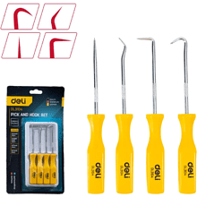 Набор крючков для слесарных работ Deli YS EDL3104, 4 шт, пластиковая рукоятка