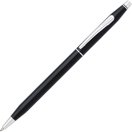 Ручка шариковая автоматическая "Cross Classic Century Black Lacquer", 0.7 мм, черный, серебристый, стерж. черный