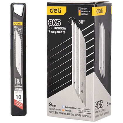 Лезвие для строительного ножа Deli EDL-DP093A, 9 мм, 10 шт.