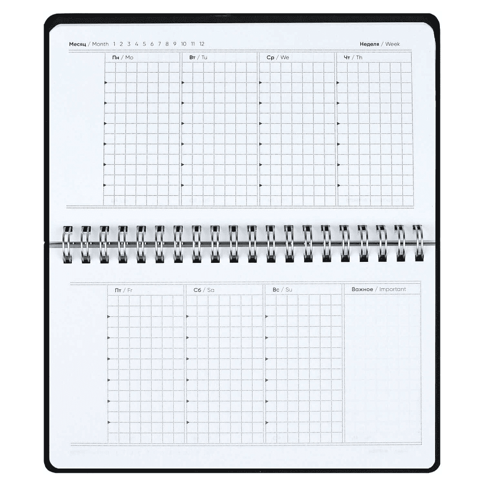 Планер недатированный "Бьянчини", 190х110 мм, 68 листов, черный - 5