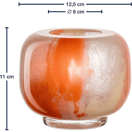 Ваза стеклянная "Cipria", 11 см, оранжевый, кремовый - 3