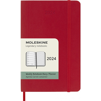 Еженедельник датированный Moleskine "Classic Soft Wknt Pocket" на 2024 год, 114 страниц, линованный, красный