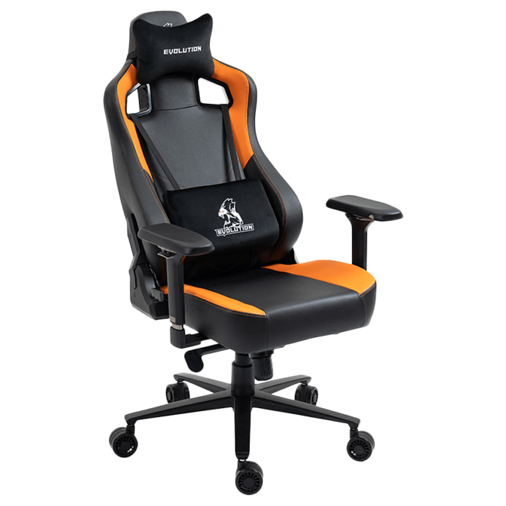 Кресло игровое Evolution Project A, экокожа, металл, черный, оранжевый - 5