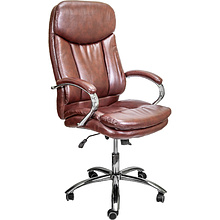 Кресло для руководителя AksHome "Leonardo", экокожа, металл, коричневый