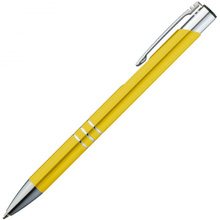 Ручка шариковая автоматическая "Ascot", 0.7 мм, желтый, серебристый, стерж. синий