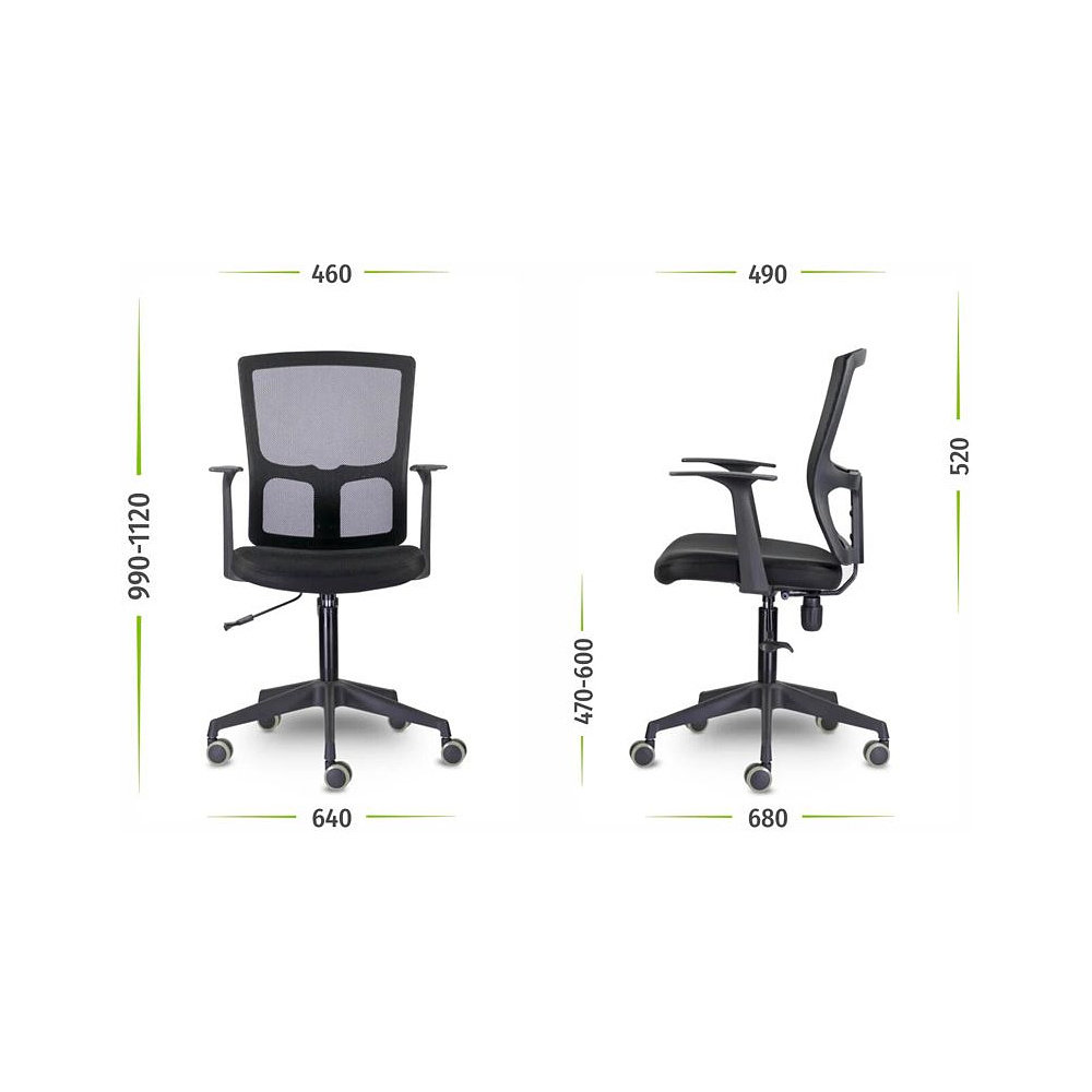 Кресло для персонала UTFC Стэнфорд СН-501 пластик, ткань/сетка, черный   - 5