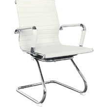 Кресло на полозьях "Бюрократ CH-883-LOW-V", экокожа, слоновая кость, металл хром