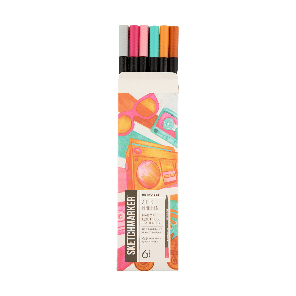 Ручка капиллярная "Sketchmarker Artist fine pen Mid", 6 шт - 11