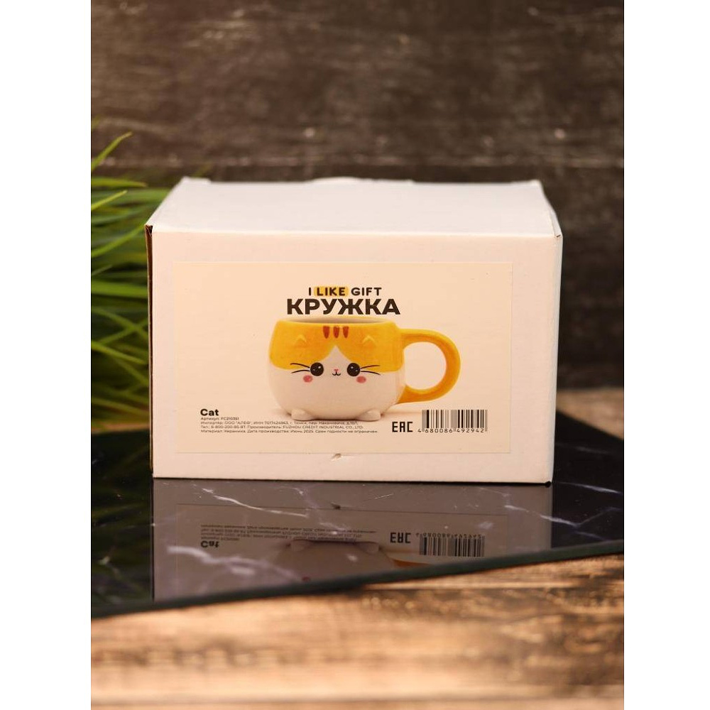 Кружка керамическая "Cat", 450 мл, оранжевый - 8