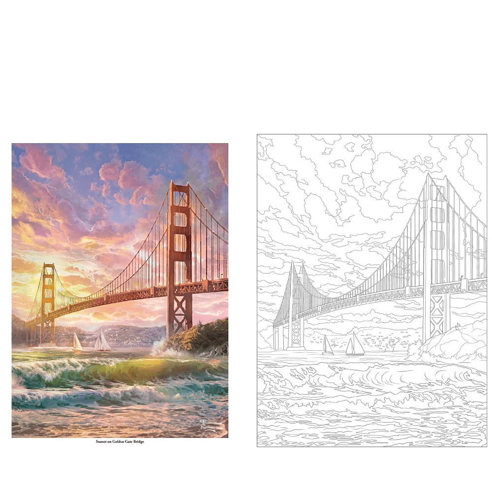 Раскраска на английском языке "Thomas Kinkade Studios. Inspired Destinations. A Coloring Book for Travelers" - 2