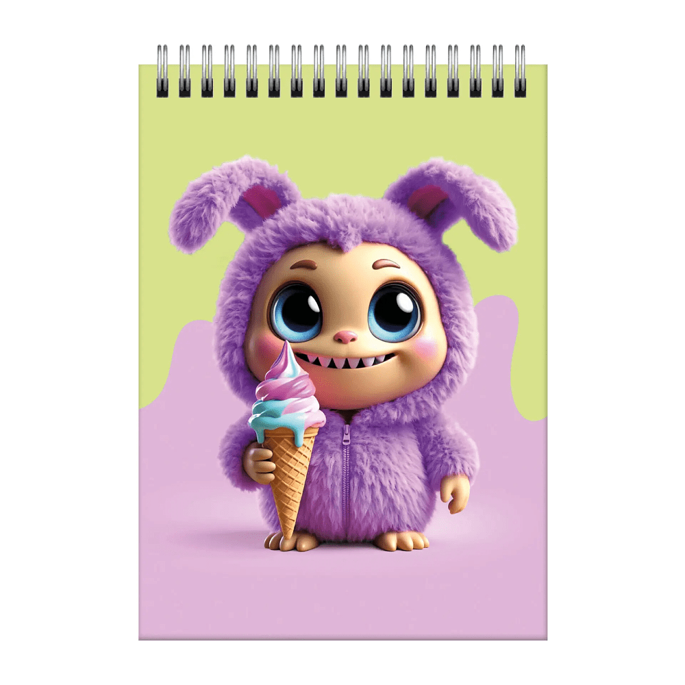 Блокнот "Улыбашки.1", A6, 60 листов, клетка, зеленый, фиолетовый