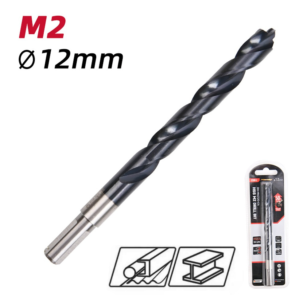 Сверло по металлу Deli RS EDH-MHZ120-E4, 12.0 мм, DIN 338, HSS-TiN - 2 Сверло по металлу Deli RS EDH-MHZ120-E4, 12.0 мм, DIN 338, HSS-TiN - 2
