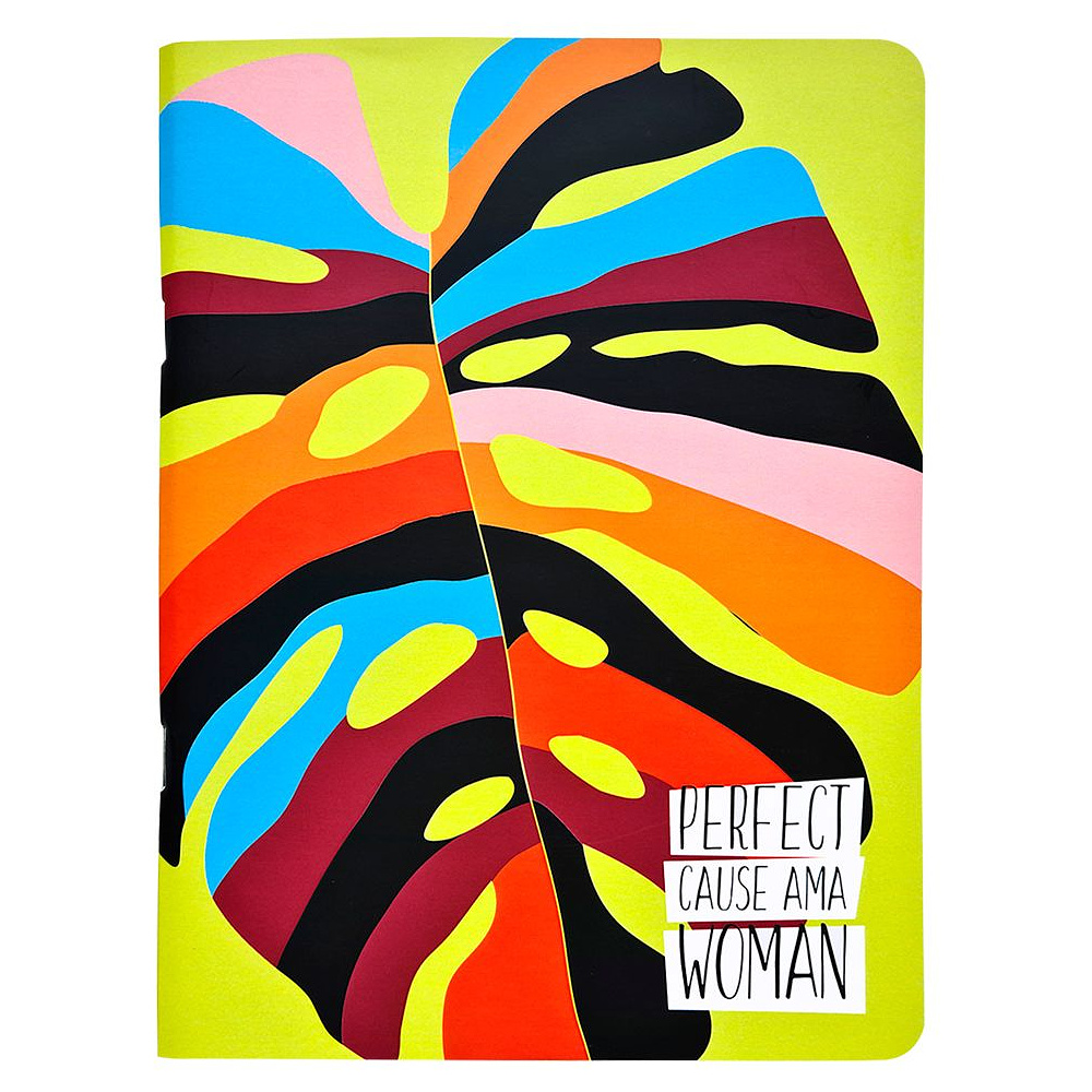 Тетрадь "Abstract лист", А5, 48 листов, клетка, разноцветный