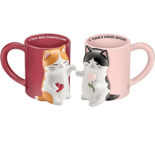 Кружка керамическая "Кошачья любовь", 430 мл, 2 шт