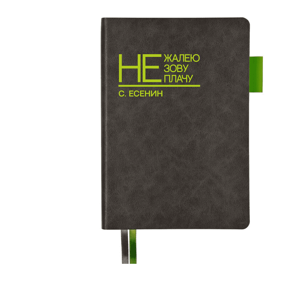 Ежедневник недатированный "Не жалею, не зову, не плачу. С. Есенин", A5, 272 страницы, серый, срез зеленое яблоко