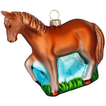 Украшение елочное "Лошадь", 9 см, стекло, разноцветный