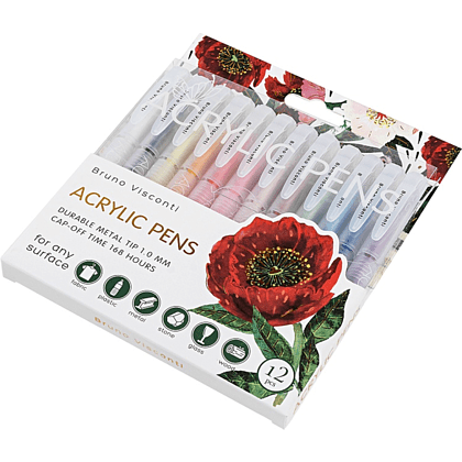 Набор ручек акриловых "Flora. Пионы", шариковые, 1 мм., пластик, 12 штук - 2