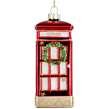 Украшение новогоднее "Телефонная будка с венком", красный