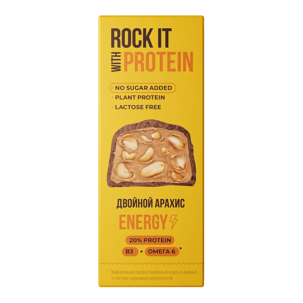 Батончик протеиновый "Rock it with", двойной арахис, 40 гр