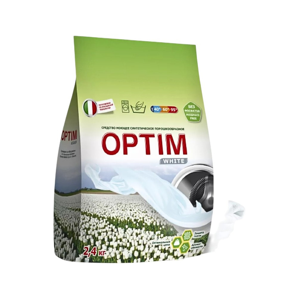 Порошок стиральный OPTIM WHITE, 2,4 кг, Универсал