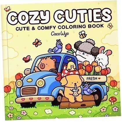 Раскраска на английском языке "Cozy Cuties. Cute and Comfy Colouring Book", Coco Wyo