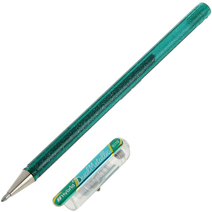 Ручка гелевая "Dual Metallic", 1.0 мм, зеленый, стерж. зеленый - 2