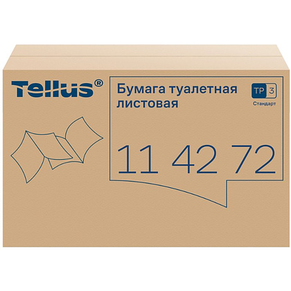 Бумага туалетная  Tellus Стандарт, TР3, листовая, 250 листов, 1 слой - 3 Бумага туалетная  Tellus Стандарт, TР3, листовая, 250 листов, 1 слой - 3