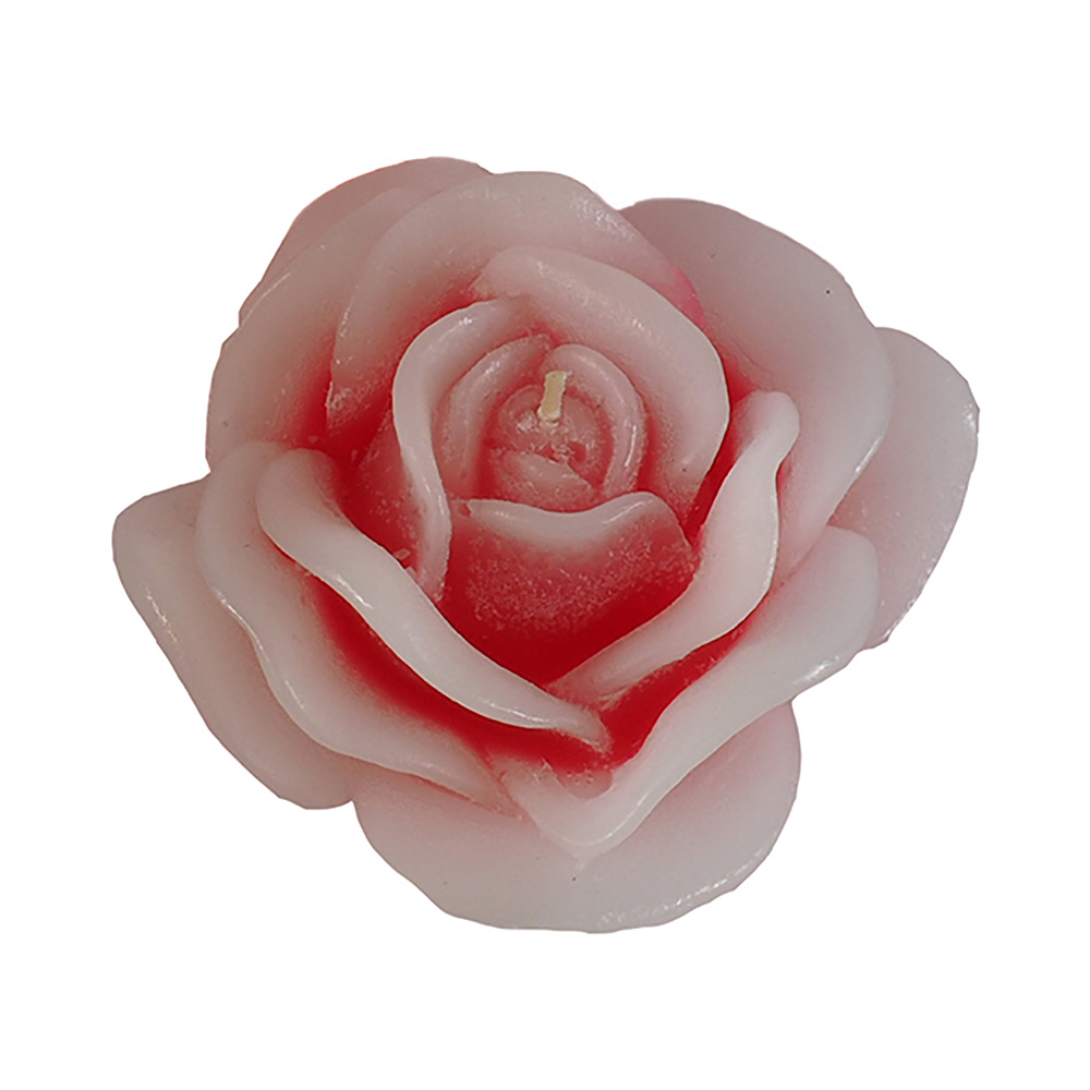 Свеча декоративная "Роза распустившаяся плавающая", бело-красный