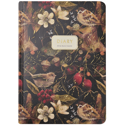 Ежедневник недатированный "Flora. Воробей", А5, 240 страниц, черный