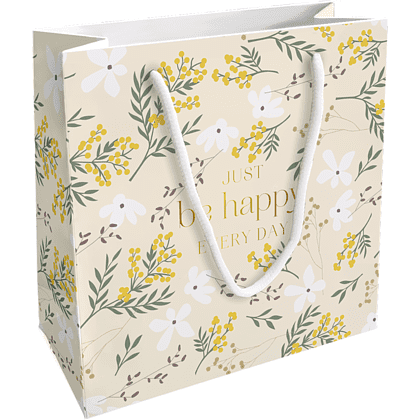 Пакет бумажный подарочный "Fleurs. Мимоза", 20х20х8 см, разноцветный