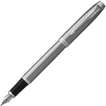Ручка перьевая Parker "IM Essential F319 Brushed Metal CT", F, серебристый, патрон синий