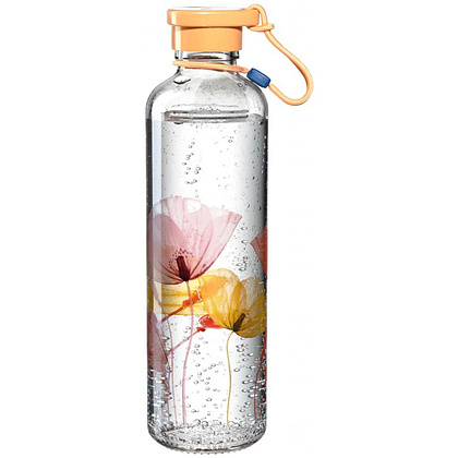 Бутылка для воды "Apricot Flower", стекло, 750 мл, прозрачный, желтый - 2