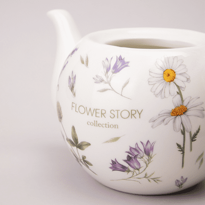Чайник керамический "Flower story", 900 мл, белый, зеленый - 3