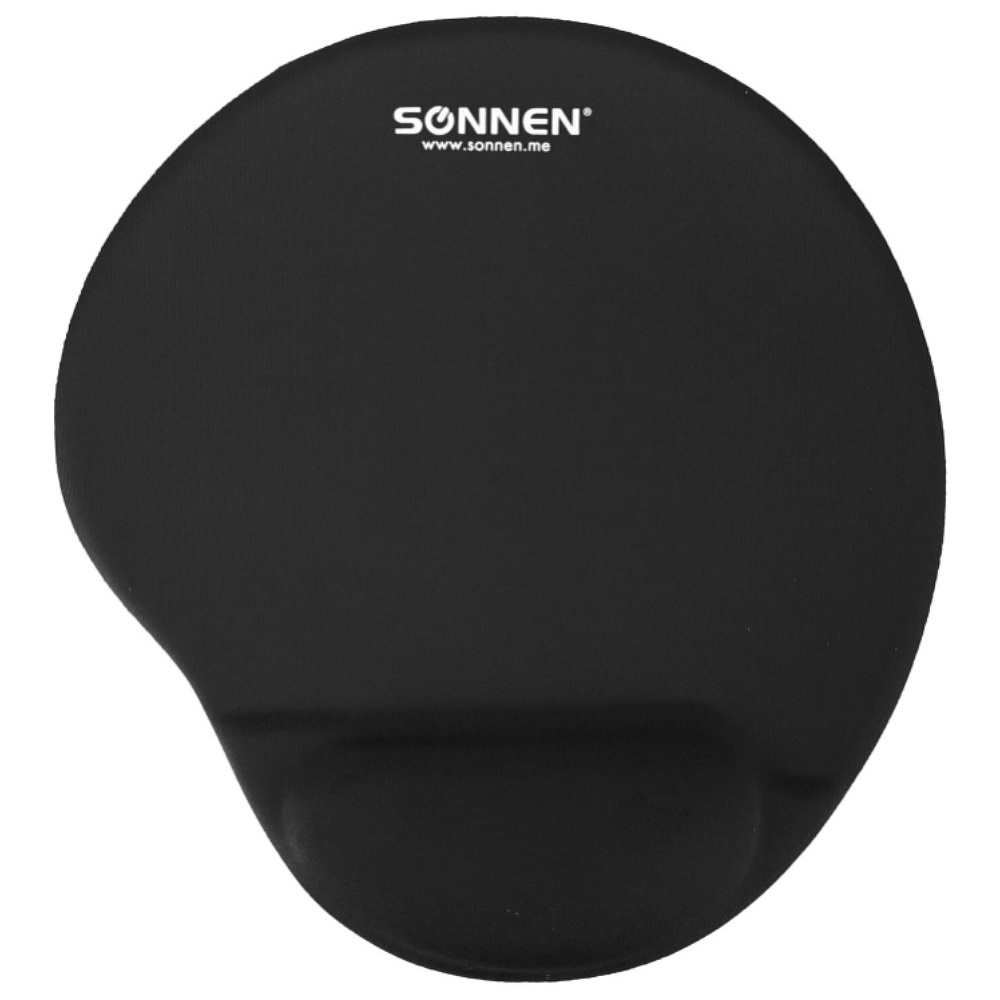 Коврик для мыши "Sonnen", 250х220х20 мм, полиуретан, лайкра, с подушкой под запястье, черный