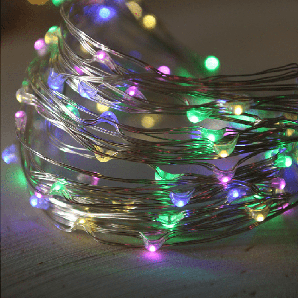 Гирлянда электрическая LED "Нить" с насадками "Роса" 10 м, мультиколор - 3