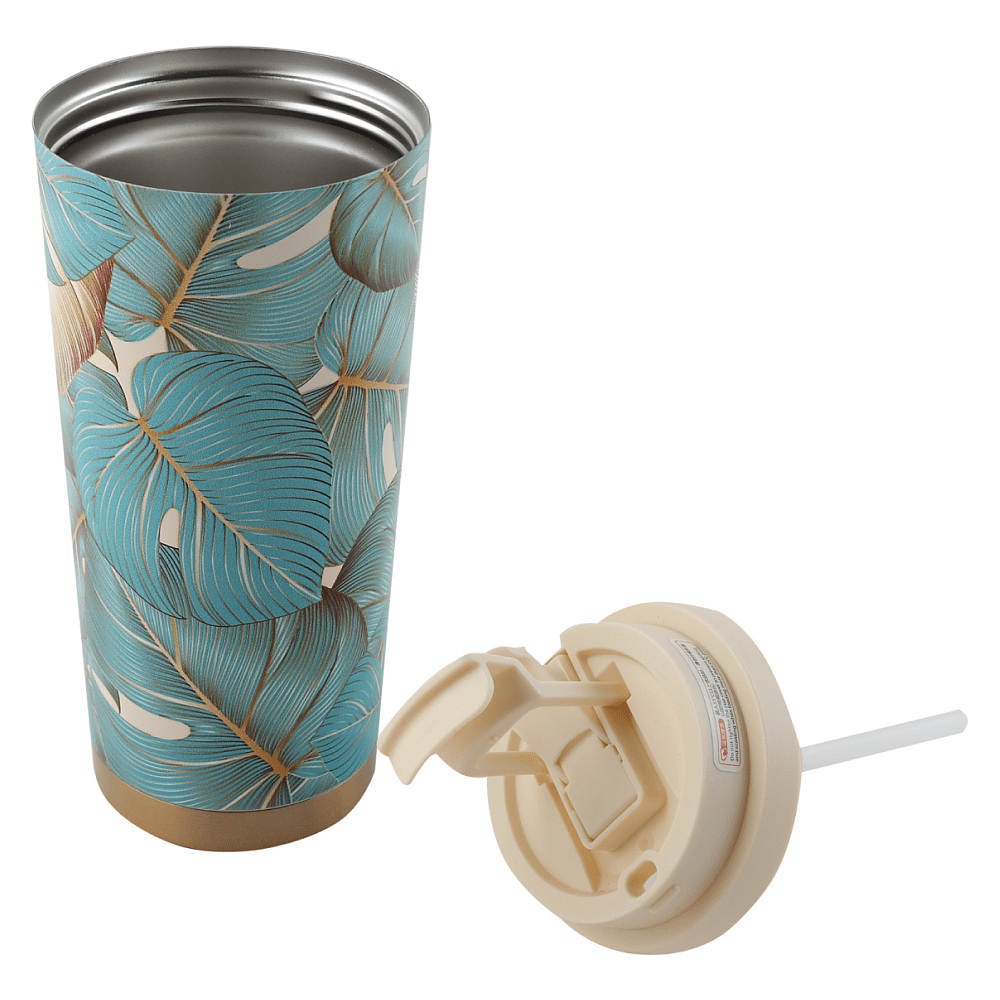 Термокружка "Тропические листья", 530 мл, морская волна - 4